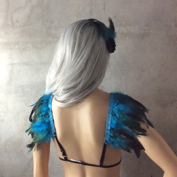 🎀 2X (3PC:SET) GOGO FEATHER TWIN PAIR COVER UP BURNINGMAN STYLE DANCER FESTIVAL - Picture 5 of 7